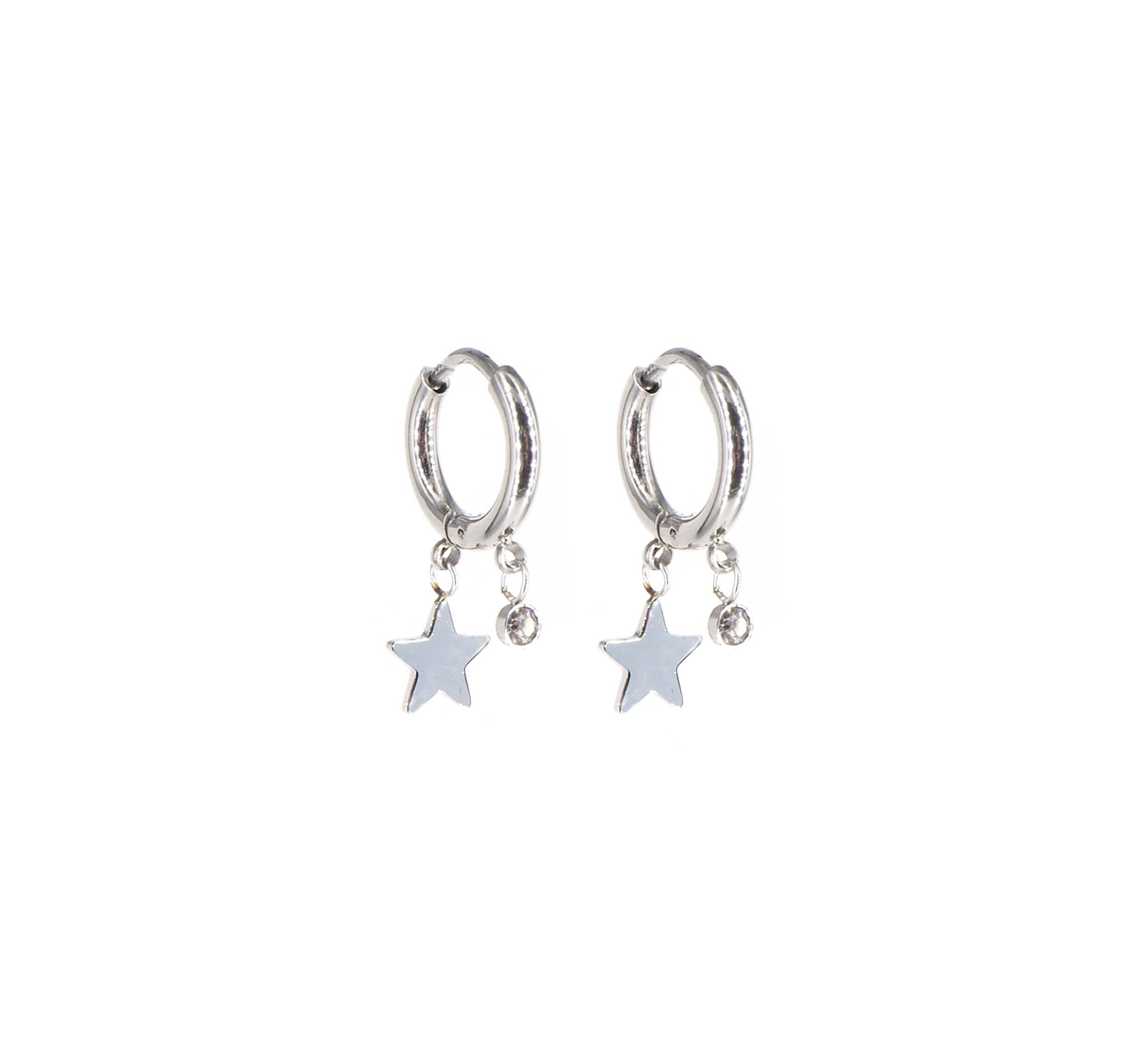 Boucles D Oreilles Cr Oles Star En Acier Zag Bijoux