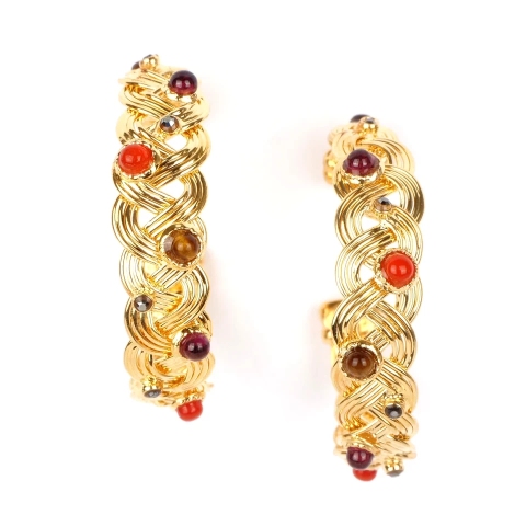Boucles d'oreilles Cesaria cabochons or - Gas bijoux
