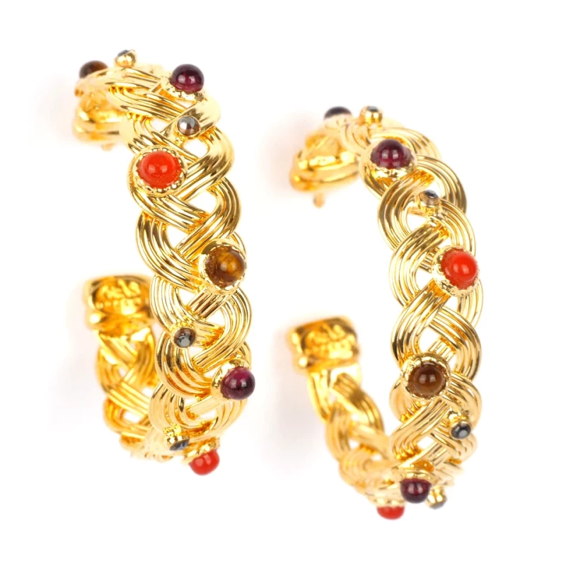 Cesaria gold cabochon earrings - Gas bijoux