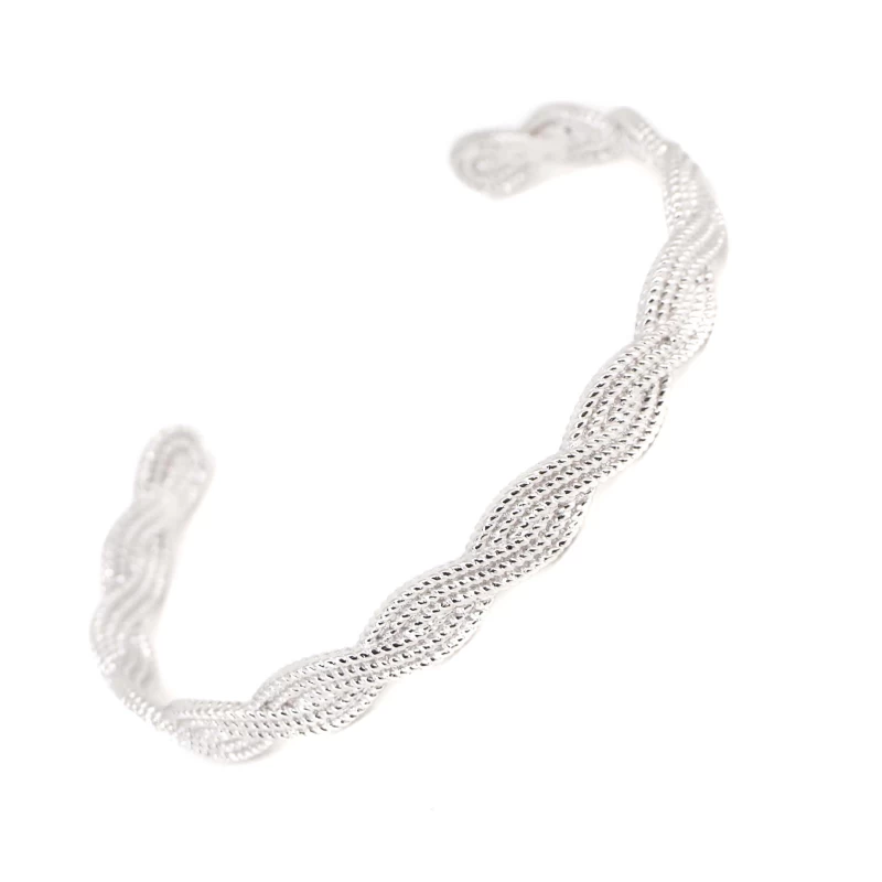 Tresse silver bangle bracelet - Pomme Cannelle