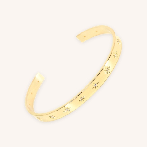 Celestial stars gold bangle bracelet - Pomme Cannelle