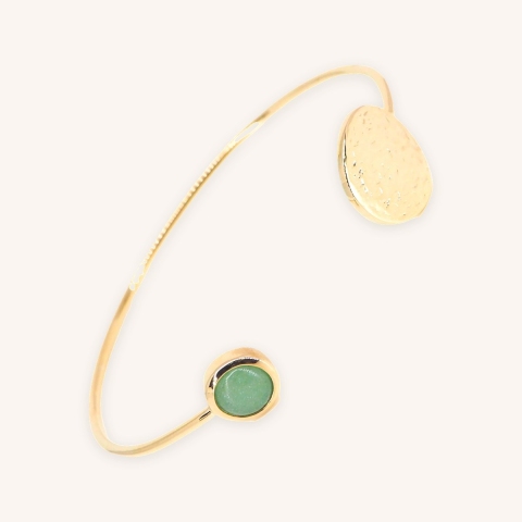 Chip aventurine gold bangle bracelet - Pomme Cannelle