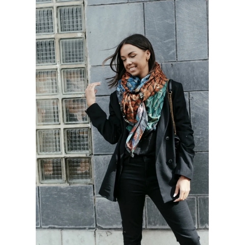 Foulard Judith multicolore, noir et doré - Shanna