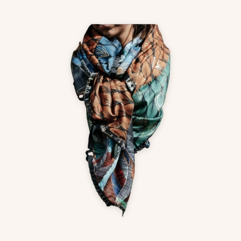 Multicolored, black and gold Judith scarf - Shanna