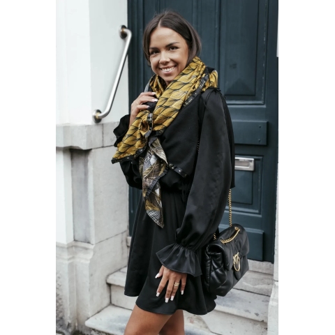 Yellow, black and gold Julia scarf - Shanna