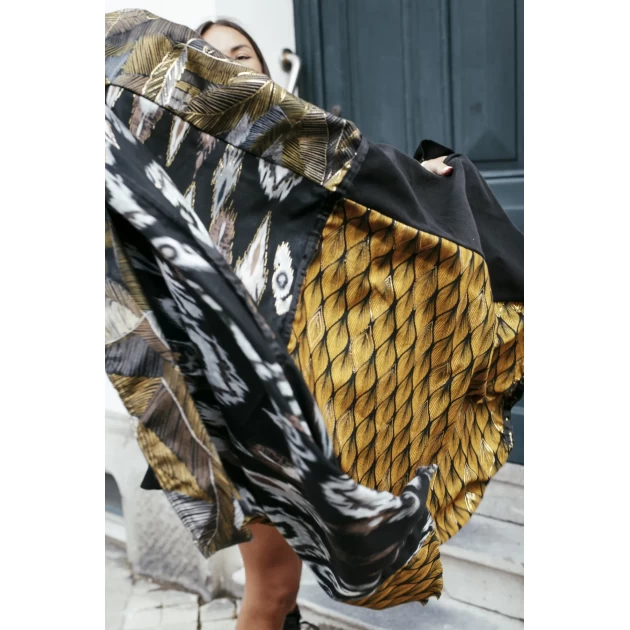 Yellow, black and gold Julia scarf - Shanna