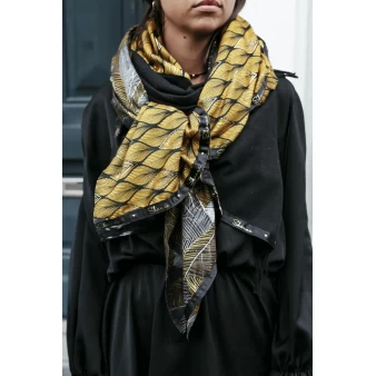 Yellow, black and gold Julia scarf - Shanna