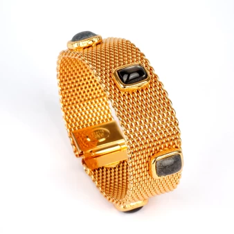 Bracelet Totem Pierre grand modèle doré - Gas bijoux