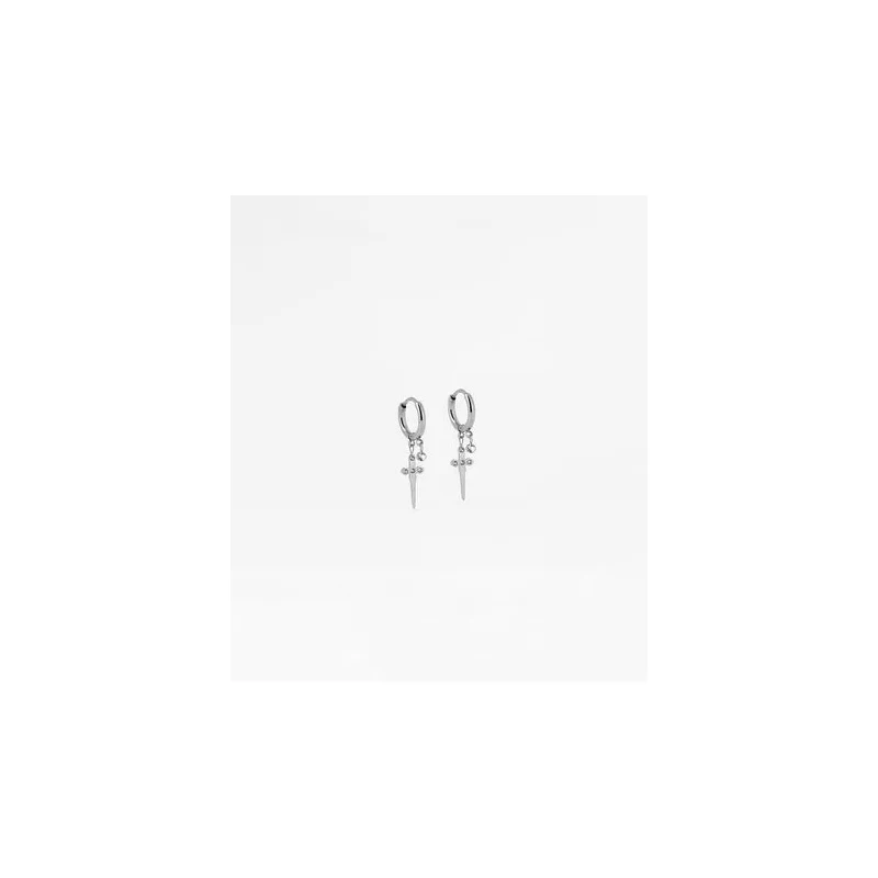 Cross hoop earrings in steel - Zag Bijoux