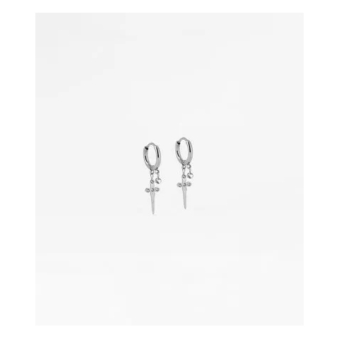 Boucles d'oreilles créoles Cross en acier - Zag Bijoux