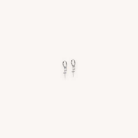 Cross hoop earrings in steel - Zag Bijoux