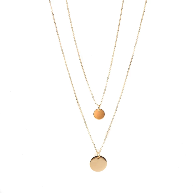 Double chain chip gold necklace - Pomme Cannelle