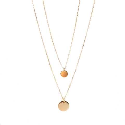 Collier double chaînes pastilles or - Pomme Cannelle