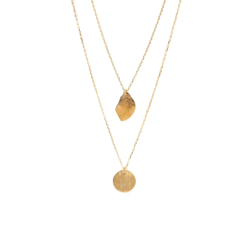 Leaf pastille gold necklace - Pomme Cannelle