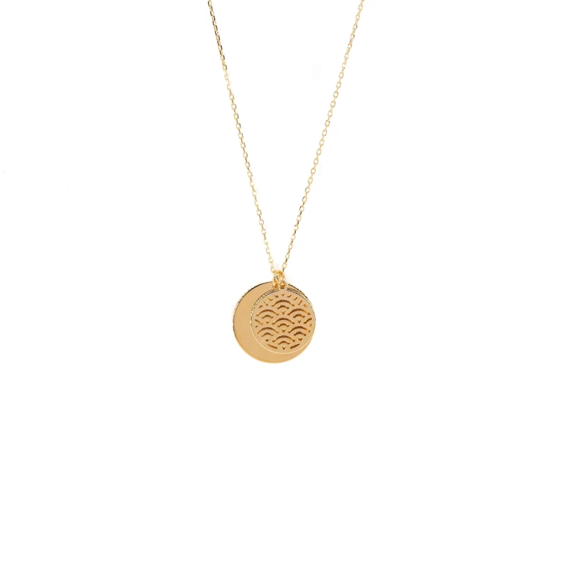Double medals gold necklace - Pomme Cannelle