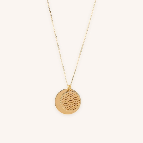 Collier double médailles en plaqué or - Pomme Cannelle