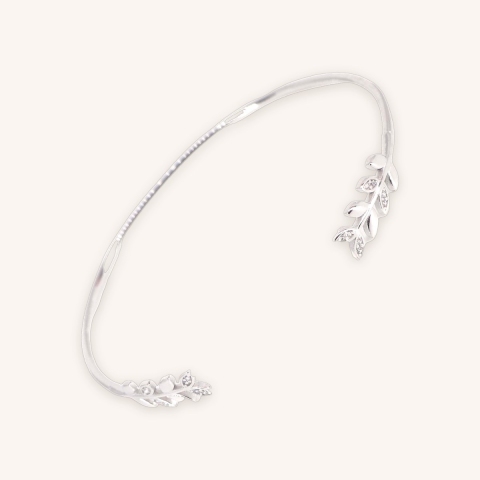 Laurels silver bangle bracelet - Pomme Cannelle