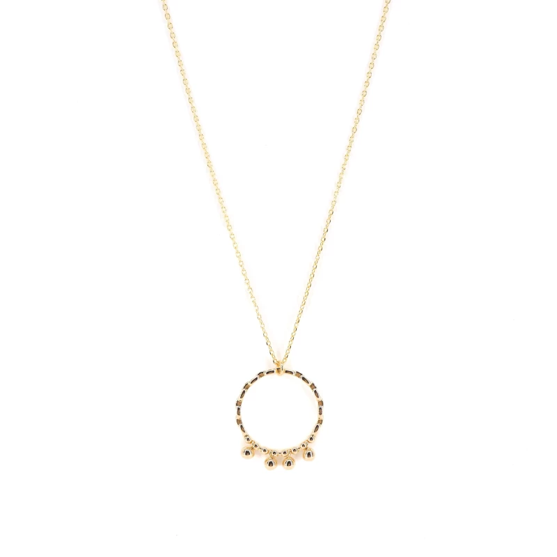 Long circle ball gold necklace - Pomme Cannelle