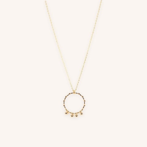 Collier long cercle boules en plaqué or - Pomme Cannelle