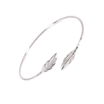 Feathers duo silver bangle bracelet - Pomme Cannelle