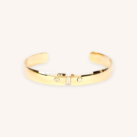 Bracelet jonc zirconium en acier doré - Zag bijoux