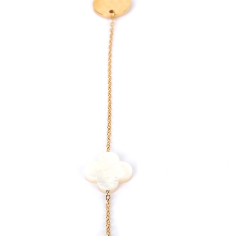 Sautoir trèfle nacré en acier doré - Zag Bijoux