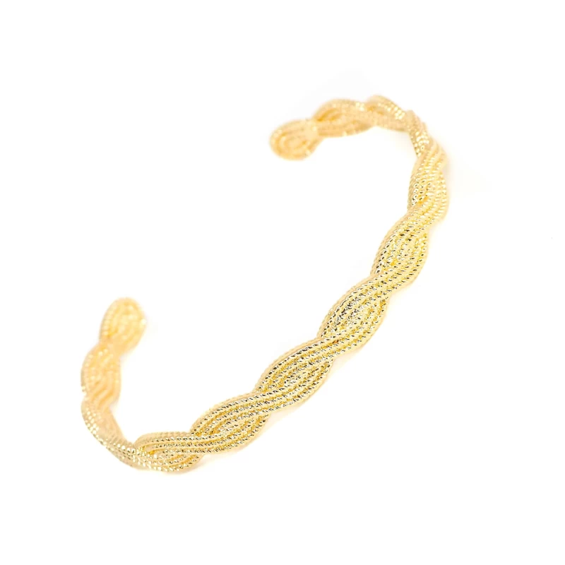 Tresse gold bangle bracelet - Pomme Cannelle