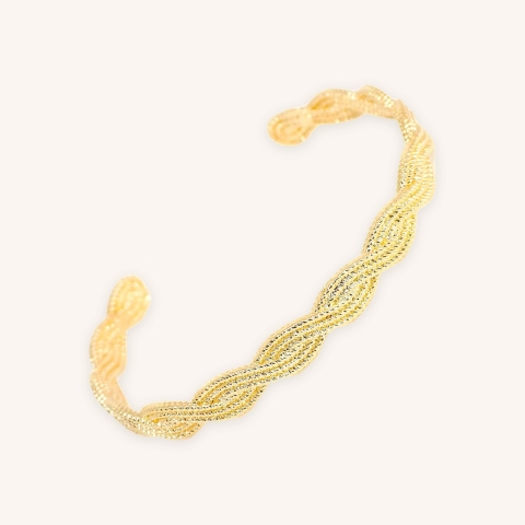 Bracelet jonc tresse en plaqué or - Pomme Cannelle