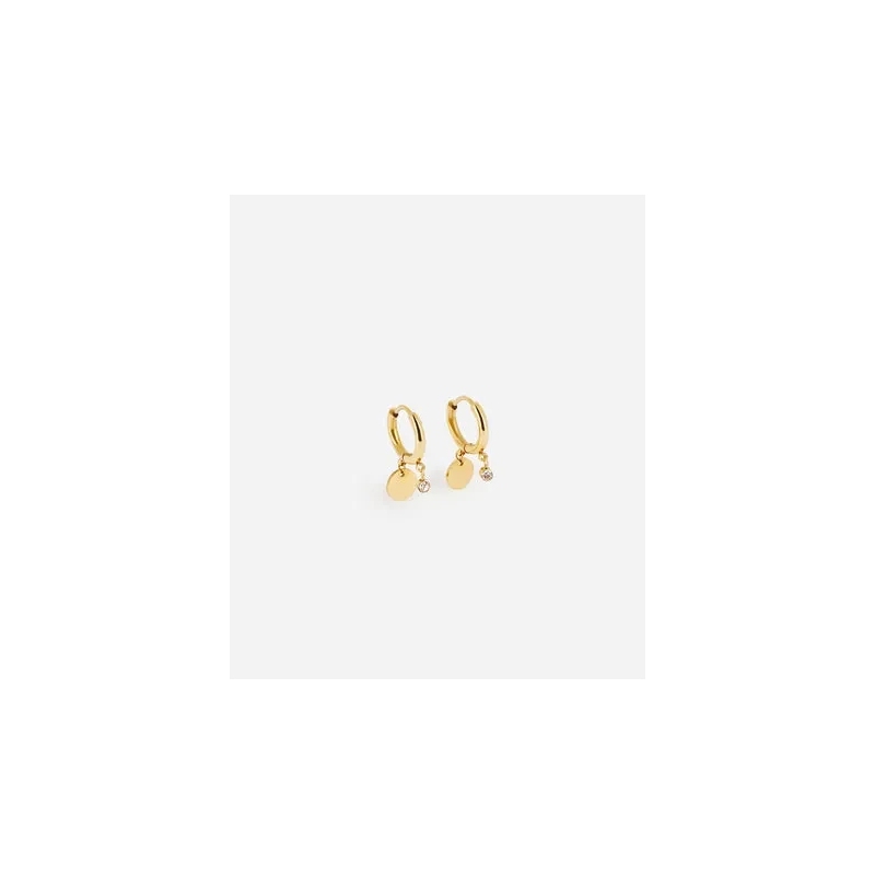 Boucles d'oreilles mini créoles pastilles acier or - Zag Bijoux