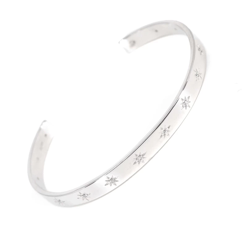 Celestial stars silver bangle bracelet - Pomme Cannelle