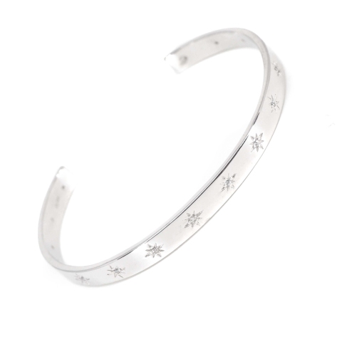 Bracelet jonc stars céleste en argent - Pomme Cannelle