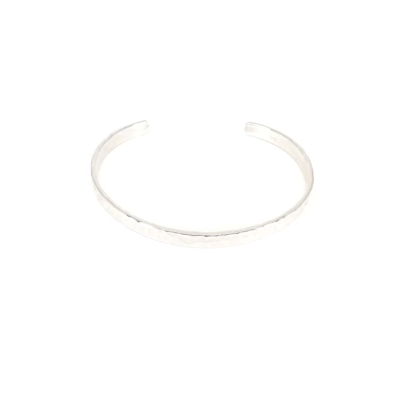 Hammered silver bangle bracelet - Pomme Cannelle