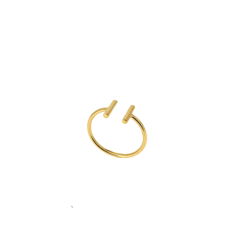 Anillo doble barra acero amarillo - Zag Bijoux