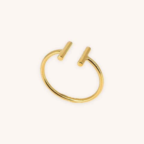 Bague double barrette en acier jaune - Zag Bijoux