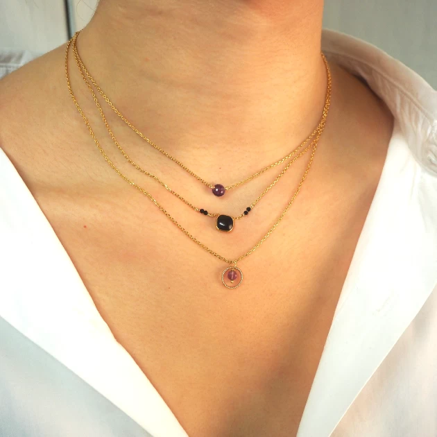 Gold plated necklace RCL0889 - Pomme Cannelle
