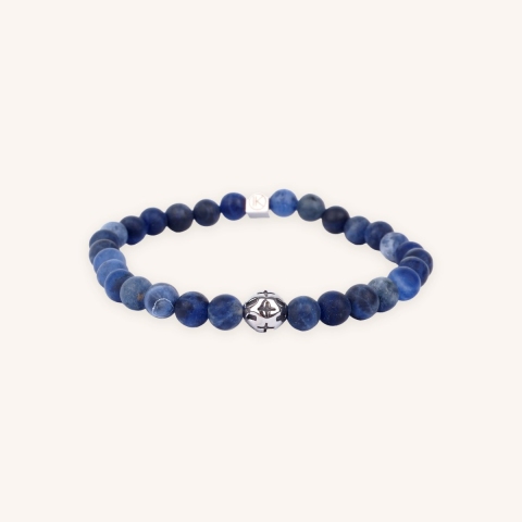 Frosted sodalite bracelet cross pattern 6mm - Ikoba