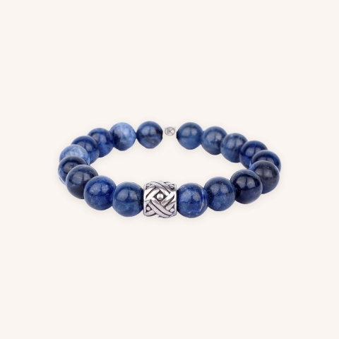 Bracelet sodalite polie motif tressé 10mm - Ikoba