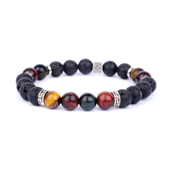 Three eyes and lava stone bracelet 8 mm - Ikoba