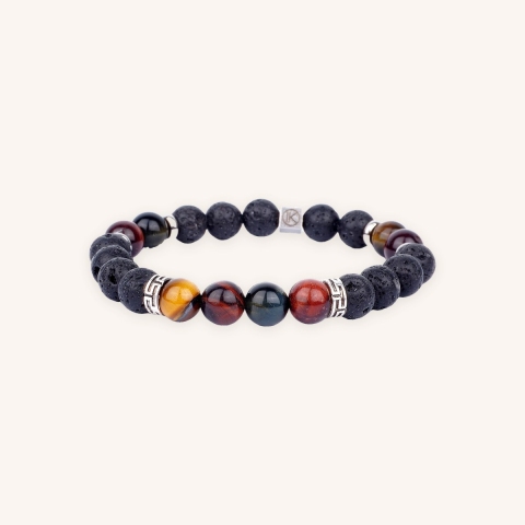 Three eyes and lava stone bracelet 8 mm - Ikoba