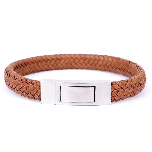 Brown flat leather bracelet...