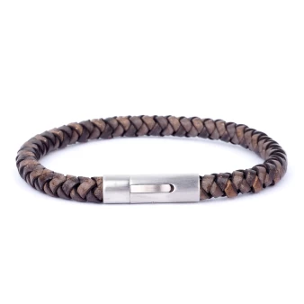 Brown leather bracelet and matte clasp - Ikoba