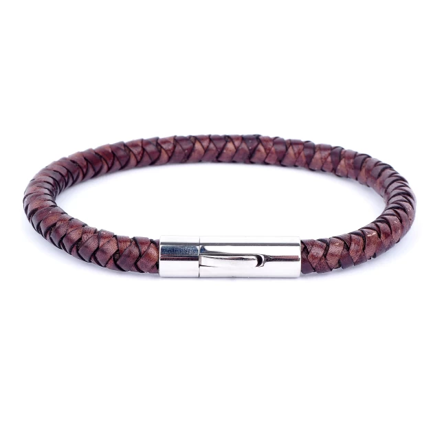 Brown leather bracelet and...