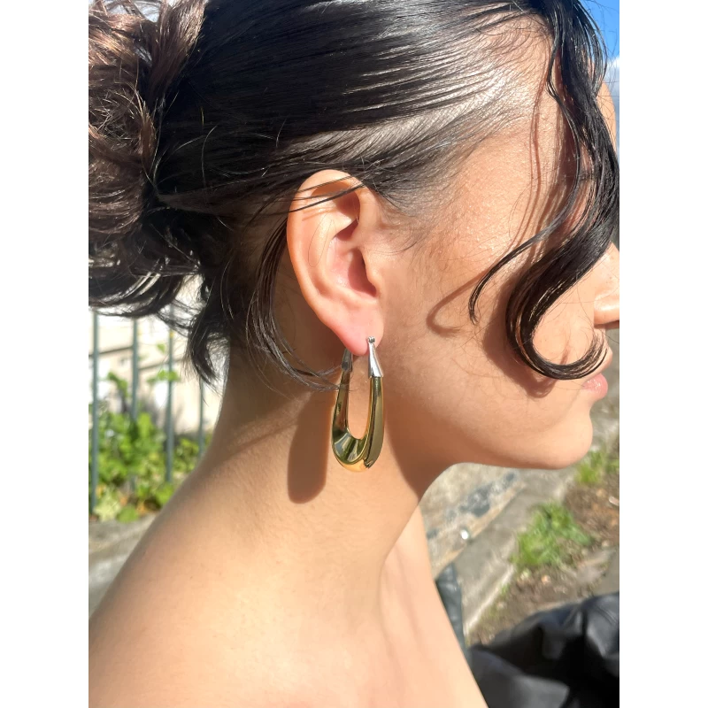 GAS BIJOUX - BOUCLES D'OREILLES RAINBOW SQUARE petit modèle dorée - Ambre