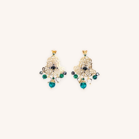 Boucles d'oreilles Charlie vert or - Gas bijoux