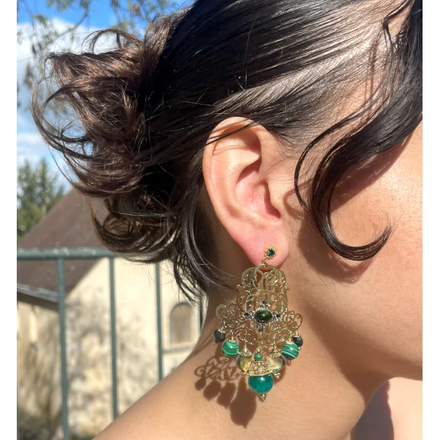 Charlie green gold earrings - Gas bijoux