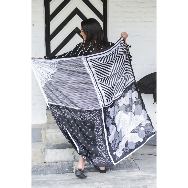 Foulard Soie ANAELLE noir et blanc - Shanna