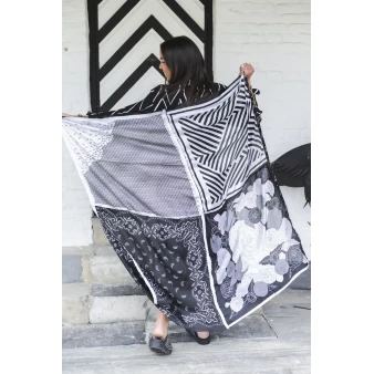 ANAELLE Silk Scarf black and white - Shanna