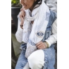 White Sarah scarf, little touch of blue and gold - Shanna