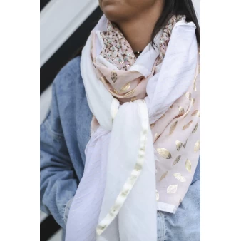 Foulard Stella pêche, blanc - Shanna