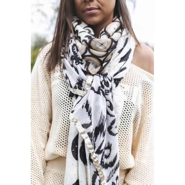 Black and ecru Salome scarf - Shanna
